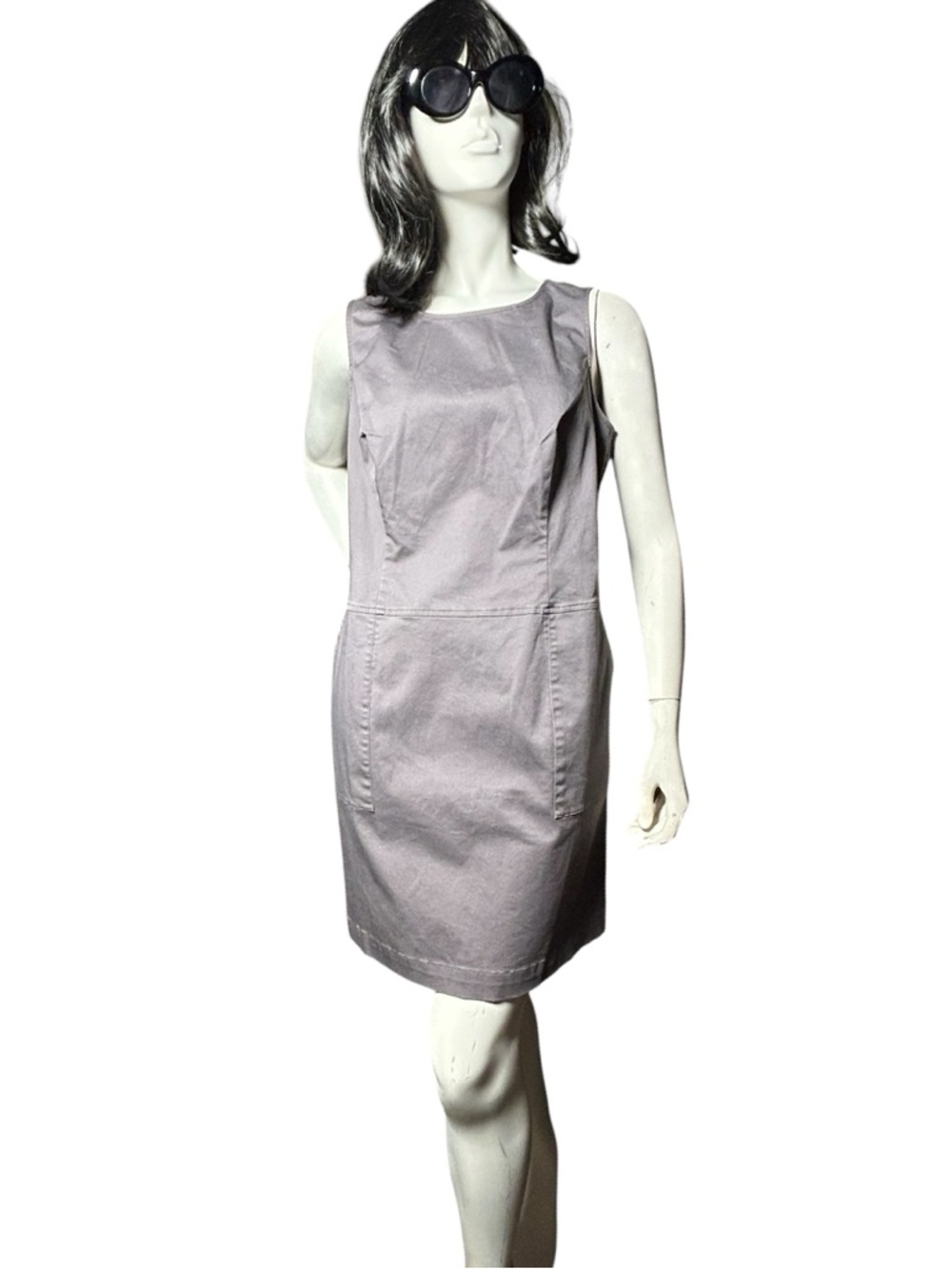Boden Helena Chino Dress Gray Cotton Blend Sleeveless Pockets Size 10P